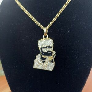 Iced out Bart Simpson Pendant Necklace